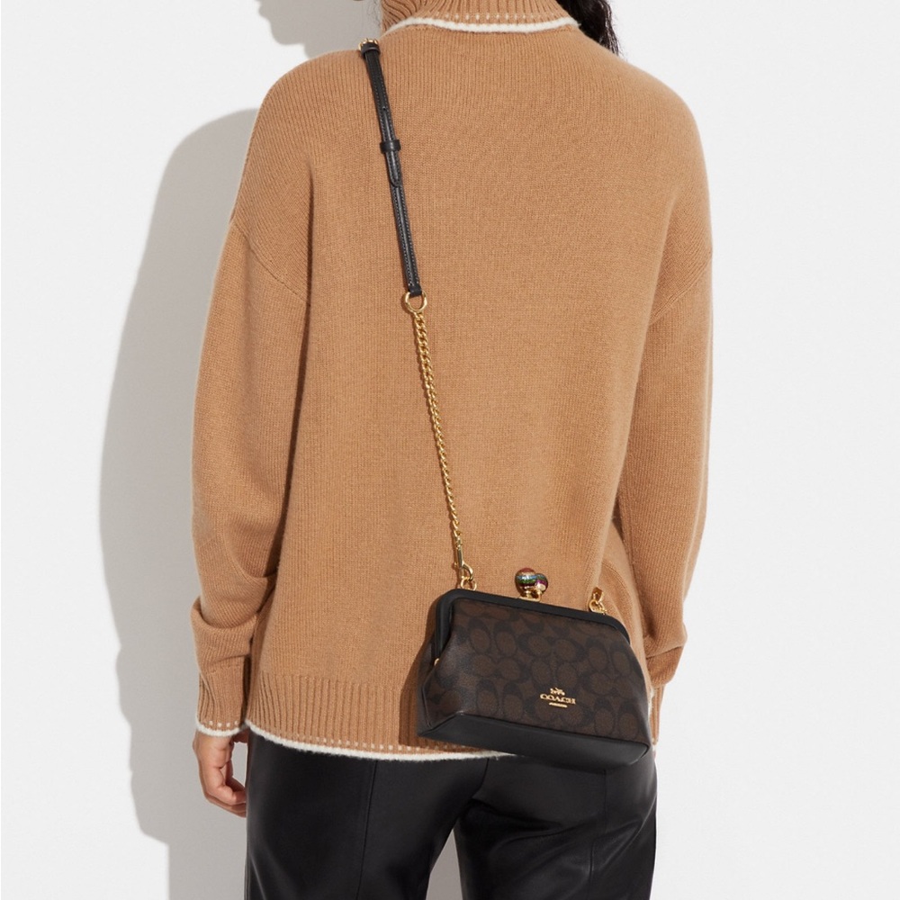 NWT Coach Nora Kisslock Brown Black Crossbody Bag - Picture 8 of 9